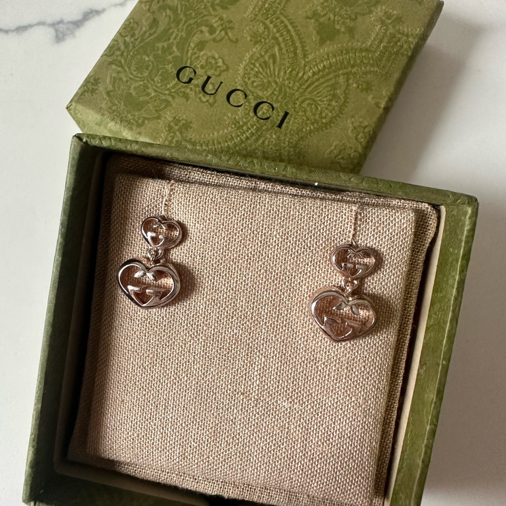 Gucci Silver Heart Earrings